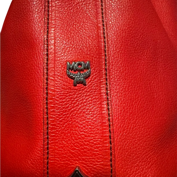 MCM Red Bucket Drawstring Bag with Adjustable Strap EUC - Picture 14 of 14